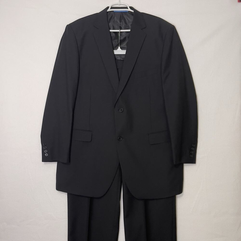 Giorgio Napoli Men's Black 2 Piece Suit Set 46L Jacket 40x29 Pants Classic Fit